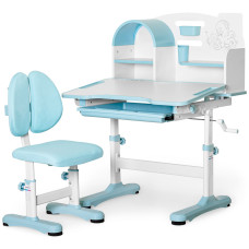 Комплект мебели (стол + стульчик + полка) Mealux Octo Blue (арт. BD-33 BL) - столеншица белая / накладки голубые (коробок-1 шт.)