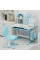 Комплект мебели (стол + стульчик + полка) Mealux Octo Blue (арт. BD-33 BL) - столеншица белая / накладки голубые (коробок-1 шт.)
