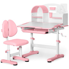 Комплект мебели (стол + стульчик + полка) Mealux Octo Pink (арт. BD-33 PN) - столеншица белая / накладки розовые (коробок-1 шт.)