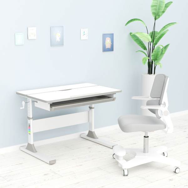 Детский стол Mealux Edmonton Multicolor PN Lite (арт.BD-610 W/MC + PN Lite) - cтолешница белая / накладки серые и розовые (коробок-2 шт.)