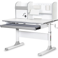 Дитячий стіл Mealux Edmonton Multicolor G з полицею (арт. BD-610 W/MC + G з полицею) - стільниця біла / накладки сірі (коробок-3 шт.)