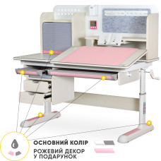 Детский стол Mealux Winnipeg Multicolor Plus MG Pink (арт. BD-630 MG + PN с тумбой) - столешница дерево / накладки на ножках розовые (коробок-2 шт.)