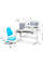 Комплект Mealux Winnipeg WG/G + Omega KBL (арт.BD-630 WG/G+Y-220 KBL) - столешница белая, накладки серые/ обивка голубая однотонная (коробок-2 шт.)