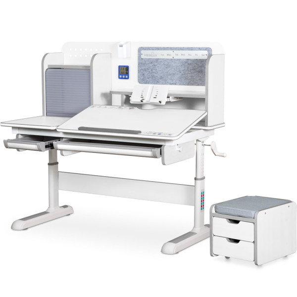 Дитячий стіл Mealux Winnipeg Multicolor Plus WG Grey (арт. BD-630 WG з тумбою) - стільниця біла / накладки на ніжках сірі (коробок-2 шт.)