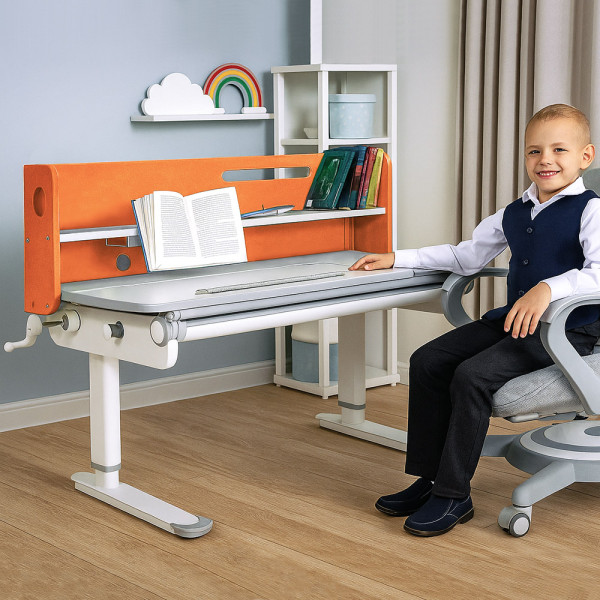 Детский стол Mealux Denver Plus Orange (арт.BD-660 OR Plus) - столешница белая / накладки оранжевые (коробок-1 шт.)