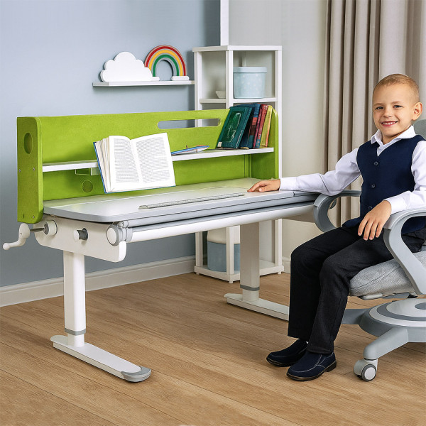 Детский стол Mealux Denver Plus Green (арт.BD-660 Z Plus)- столешница белая / накладки зеленые (коробок-1 шт.)