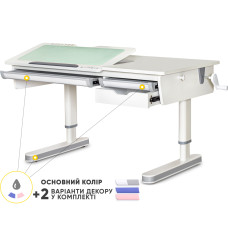 Детский стол Mealux Montreal 2 WG Lite (арт.BD-670-2 WG Lite) - столешница белая / накладки на ножках серые (коробок 2 шт.)