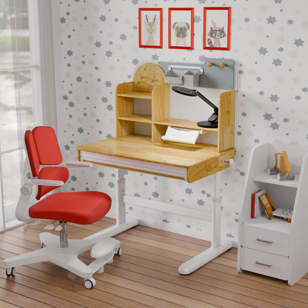 Детский стол Mealux Timberdesk S (арт. BD-685 Wood S) - столешница дерево / ножки белые (коробок 1 шт.)