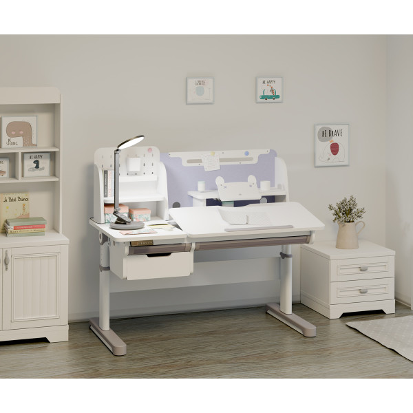 Детский стол Mealux Milton Electro Grey (арт. BD-730 WG) - столешница белая / накладки на ножках серые (коробок 2 шт.)