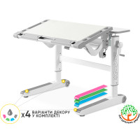 Дитячий стіл Mealux Ergowood M Multicolor TG (арт. BD-800 TG/MC) - стільниця береза / накладки на ніжках сірі (коробок-2 шт.)
