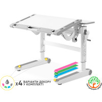 Детский стол Mealux Ergowood L Multicolor W (арт. BD-810 W/MC) - столешница белая / накладки на ножках серые (коробок-2 шт.)
