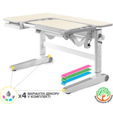 Детский стол Mealux Kingwood Multicolor TG (арт. BD-820 TG/MC) - столешница береза / накладки на ножках серые (коробок-2 шт.)