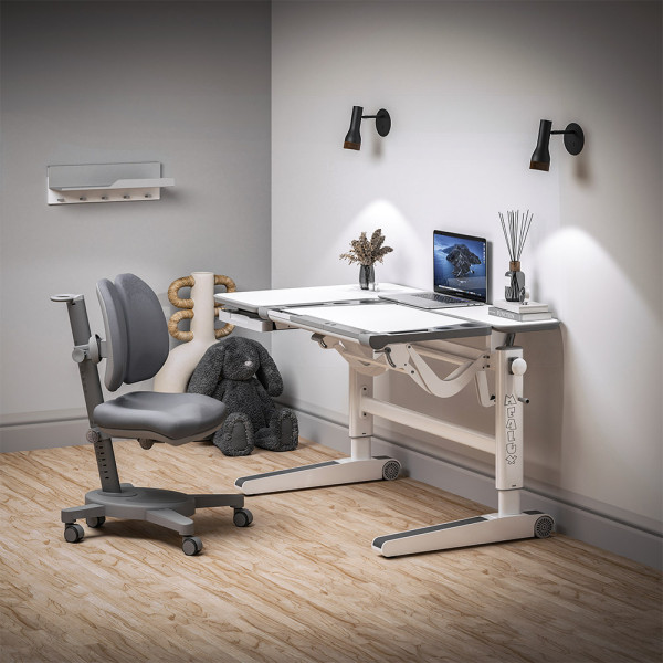Детский стол Mealux Kingwood Multicolor W (арт. BD-820 W/MC) - столешница белая / накладки на ножках серые (коробок-2 шт.)