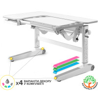 Детский стол Mealux Kingwood Multicolor W (арт. BD-820 W/MC) - столешница белая / накладки на ножках серые (коробок-2 шт.)