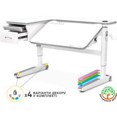 Детский стол Mealux Woodville Multicolor W Energy (арт.BD-850 W/MC Energy) - столешница белая / накладки на ножках серые (коробок-2 шт.)