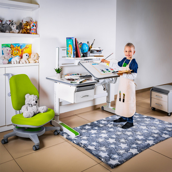 Детский стол Mealux Woodville Multicolor W Energy (арт.BD-850 W/MC Energy) - столешница белая / накладки на ножках серые (коробок-2 шт.)