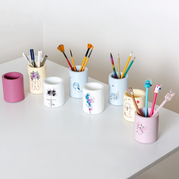 Стакан-органайзер Cute подовжений рожевий з зайчиком (арт.  Cute Cup-1 PN з зайчиком) - коробок 1 шт.
