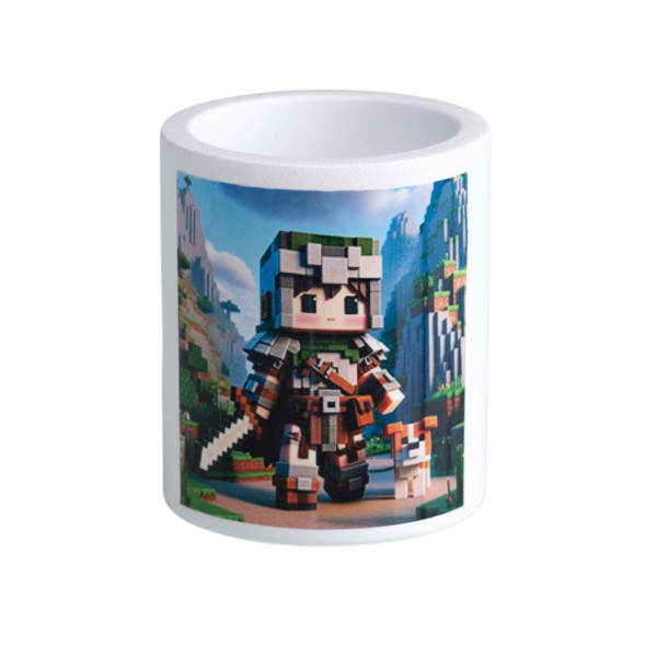 Стакан-органайзер Cute  МАЛЮНОК бiлий Стандарт Minecraft Захисниця