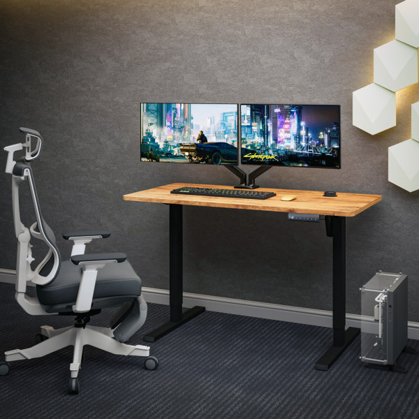 Стіл Mealux PowerDesk Energy Mahogany з електрорегулюванням висоти (арт. EVO-201 Energy Mahogany/B) - стільниця червоне дерево / чорні ніжки (коробок 2 шт.)