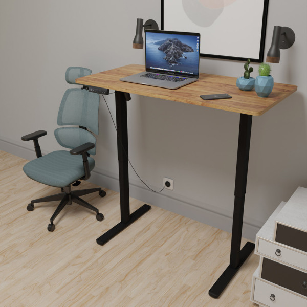Стол Mealux PowerDesk Lite Mahogany c электрорегулировкой высоты (арт. EVO-201 Lite Mahogany / B) - столешница красное дерево / ножки черные (коробок 2 шт.)