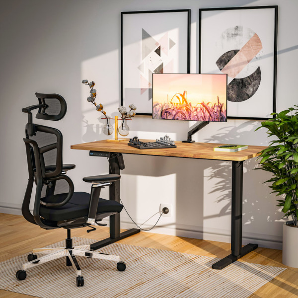 Стол Mealux PowerDesk Lite Mahogany c электрорегулировкой высоты (арт. EVO-201 Lite Mahogany / B) - столешница красное дерево / ножки черные (коробок 2 шт.)