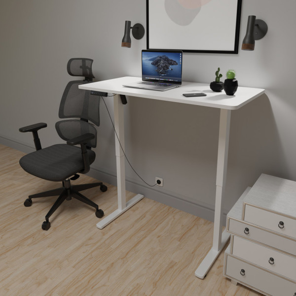 Стол Mealux PowerDesk Lite White с электрорегулировкой высоты (арт. EVO-201 Lite W/W) - столешница белая  / ножки белые (коробок-2 шт.)