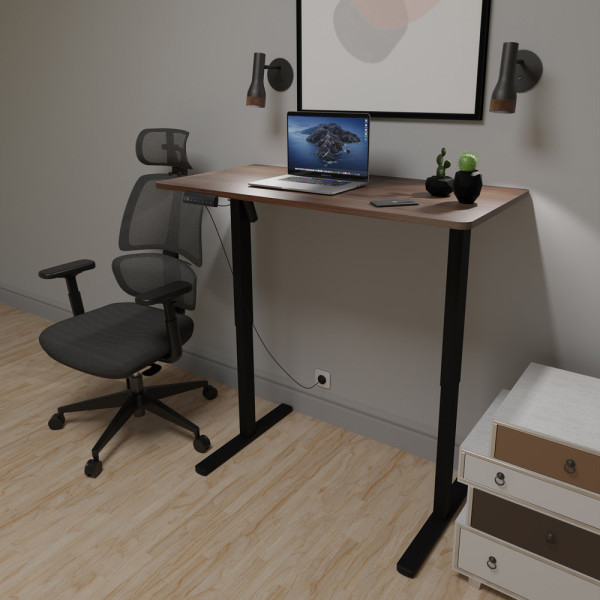 Стол Mealux PowerDesk Lite Walnut с электрорегулировкой высоты (арт. EVO-201 Lite Walnut /B) - столешница грецкий орех / ножки черные (коробок-2 шт.)