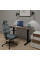 Комплект Mealux PowerDesk Lite Walnut+Leo Air Plus Grey Blue (арт. EVO-201 Lite Walnut/B+Y 546 KBGL) - столешница дерево / обивка серо-голубая (коробок 3 шт.)