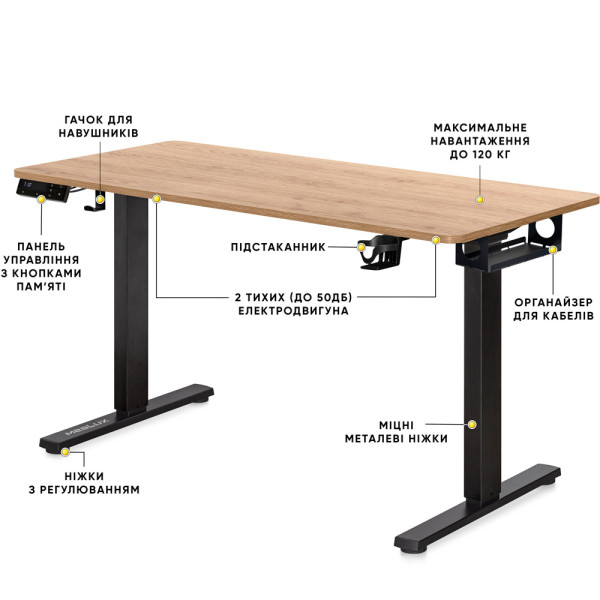 Стіл Mealux PowerDesk Duo XL Mahogany (арт. EVO-252 Duo Mahogany/B) - стільниця червоне дерево / ніжки чорні (коробок 2 шт.)