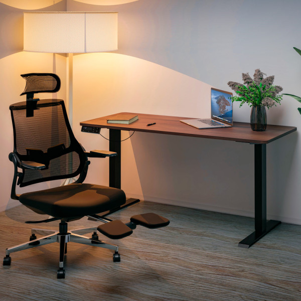 Стіл Mealux PowerDesk Duo XL Walnut (арт. EVO-252 Duo Walnut/B) - стільниця волоський горіх / ніжки чорні (коробок 2 шт.)
