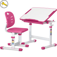 Комплект Evo-kids (стол+стул) Evo-05 Ergo Pink (арт. Evo-05 Ergo PN) - столешница белая / цвет пластика розовый (коробок-1 шт.)