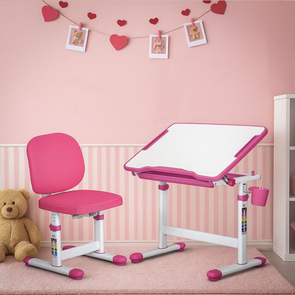 Комплект Evo-kids (стол+стул) Evo-06 Plus Pink (арт. Evo-06 Plus PN) - столешница белая / цвет пластика розовый (коробок-1 шт.)