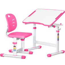 Комплект Evo-kids (стол+стул) Evo-07 Ergo Pink (арт. Evo-07 Ergo PN) - столешница белая / цвет пластика розовый (коробок-1 шт.)