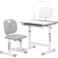 Комплект Evo-kids (стул+стол+полка+лампа) Evo-17 G Ergo (арт. Evo-17 G Ergo) - столешница белая / цвет пластика серый (коробок-1 шт.)
