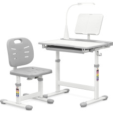 Комплект Evo-kids (стул+стол+полка+лампа) Evo-17 G Ergo (арт. Evo-17 G Ergo) - столешница белая / цвет пластика серый (коробок-1 шт.)