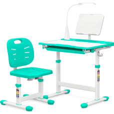 Комплект Evo-kids (стул+стол+полка+лампа) Evo-17 Z Ergo (арт. Evo-17 Z Ergo) - столешница белая / цвет пластика зеленый (коробок-1 шт.)