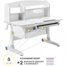 Дитячий стіл ErgoKids Romana W Multicolor (арт. Evo-70 W/MC) - стільниця біла / накладки на ніжках сірі (коробок-2 шт.)