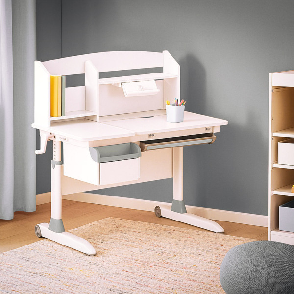 Дитячий стіл ErgoKids Romana W Multicolor (арт. Evo-70 W/MC) - стільниця біла / накладки на ніжках сірі (коробок-2 шт.)