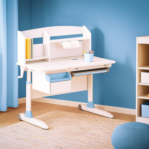 Дитячий стіл ErgoKids Romana W Multicolor (арт. Evo-70 W/MC) - стільниця біла / накладки на ніжках сірі (коробок-2 шт.)