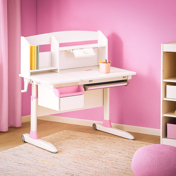 Дитячий стіл ErgoKids Romana W Multicolor (арт. Evo-70 W/MC) - стільниця біла / накладки на ніжках сірі (коробок-2 шт.)