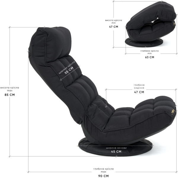 Геймерське крісло Cyberlux Flex Fabric Black (арт. GM-03 B) - колір чорний / оббивка тканина (коробок 1 шт.)