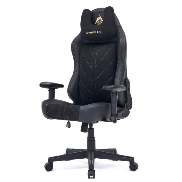 Геймерское кресло Cyberlux Helios Black (арт. GM-204 B) - ткань + экокожа / цвет черный (коробок 1 шт.)