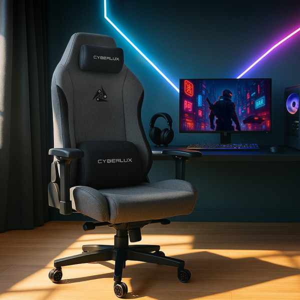 Геймерське крісло Cyberlux Ares Grey (арт. GM-405 G) - оббивка тканина / колір сірий з чорним (коробок-1 шт.)