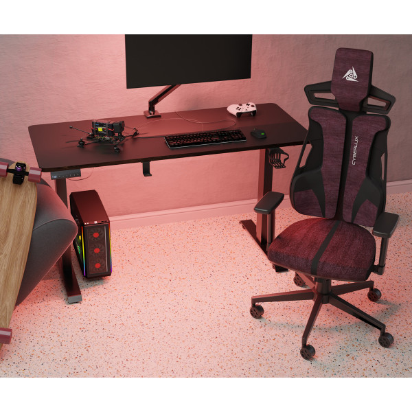 Геймерське крісло Cyberlux V8 Fabric Red (арт. GM-V8 FR) – оббивка червона однотонна (коробок-1 шт.)