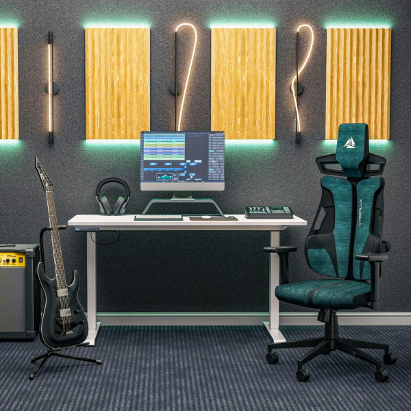 Геймерське крісло Cyberlux V8 Fabric Green (арт. GM-V8 FZ) - оббивка бірюзова однотонна (коробок-1 шт.)