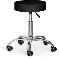Крісло для майстра Hommex Melisa Black (H-115 Black MR) - оббивка чорна екошкіра / колеса чорні з сірим (коробок-1 шт.)