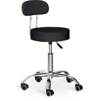 Кресло для мастера Hommex Elise Plus Black (арт. H-125 Black) - обивка черная экокожа / колеса черные с серым (коробок-1 шт.)