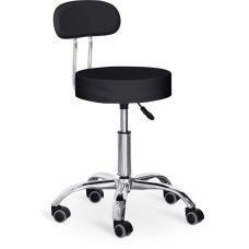 Крісло для майстра Hommex Melisa Plus Black (арт. H-125 Black MR) - оббивка чорна екошкіра / колеса чорні з сірим (коробок-1 шт.)