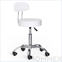 Крісло для майстра Hommex Elise Plus White (арт. H-125 White) - оббивка біла екошкіра / колеса чорні з сірим (коробок-1 шт.)