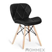 Стілець Hommex Romen Black (арт. H-145 Black MR) - оббивка чорна екошкіра / ніжкі дерев'яні (коробок-1 шт.)